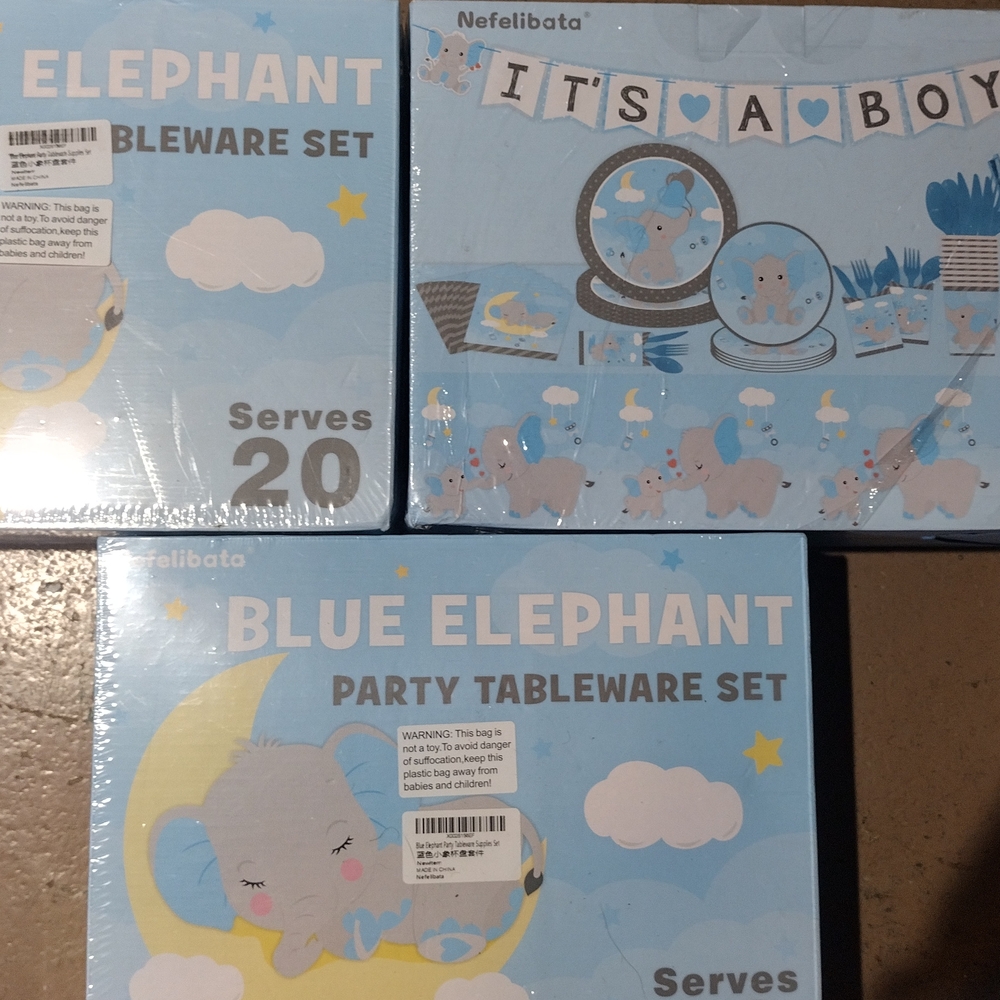Blue Elephant Party Tableware Set